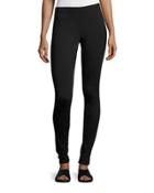 Stretch Leggings With Velvet Tapping, Black