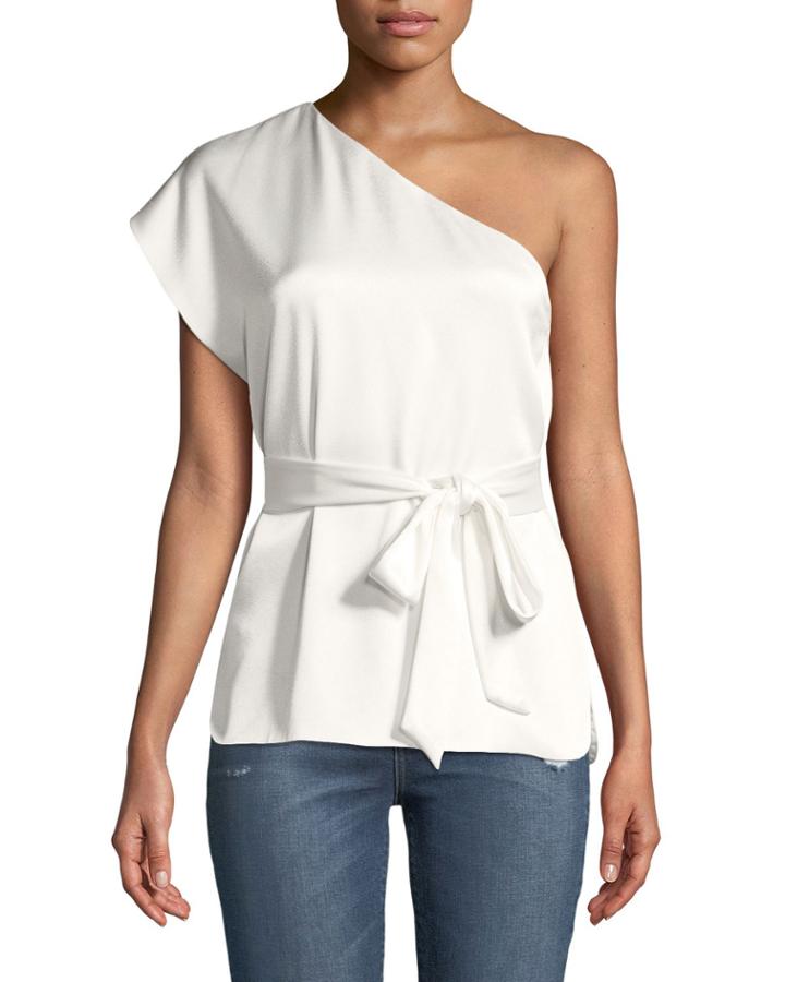 Lavine One-sleeve Tie-waist Top