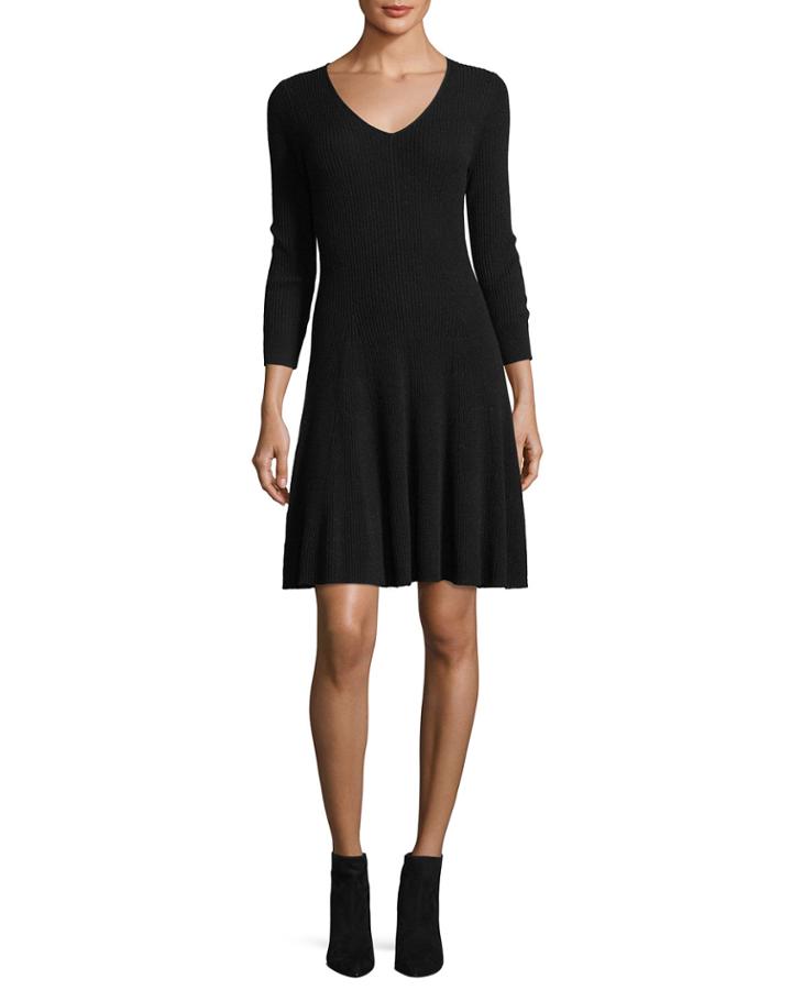 Ribbed Fit-&-flare Cashmere