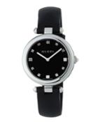 32mm Diamantissima Watch W/ Leather Strap, Black/steel