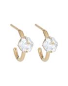 14k Hexagonal White Topaz 12mm Hoop Earrings