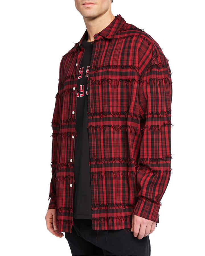 Men's Slater Fringed-trim Plaid