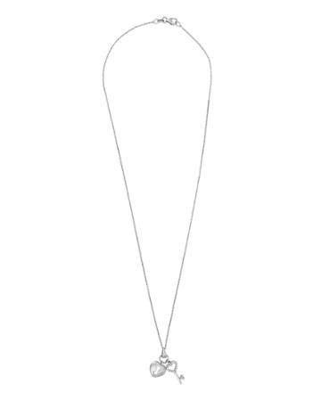 18k White Gold Diamond Heart Key &