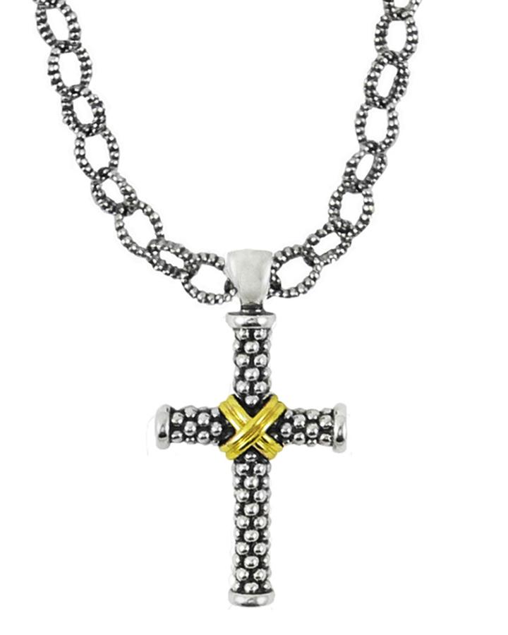 Caviar Small Cross Necklace W/