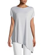 Sky Shimmer Silk Cap-sleeve Asymmetric Tunic