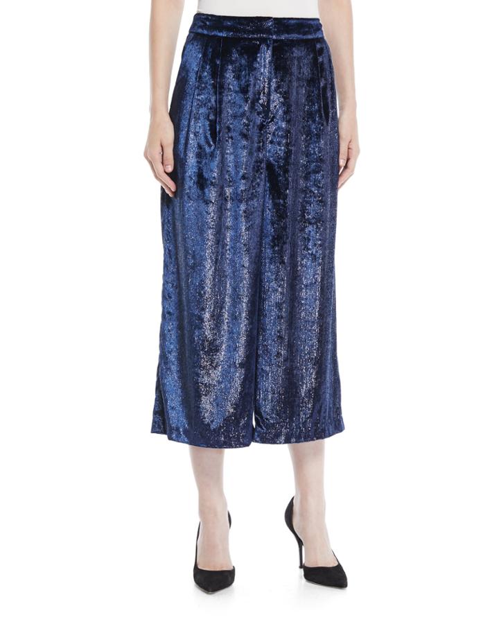 Stella Cropped Metallic Velvet Wide-leg Pants