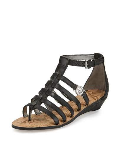 Donna Leather Gladiator Demi-wedge