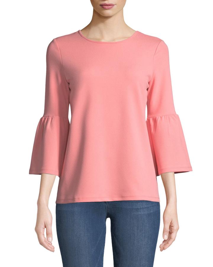 Bell-sleeve Tie-back Crepe Tee
