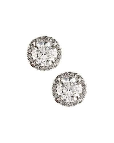18k White Gold Statement Diamond Stud Earrings,