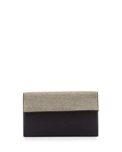 Mandy Crystal Satin Evening Clutch Bag, Black