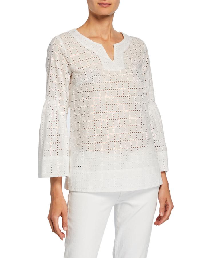 Eyelet Bell-sleeve Top