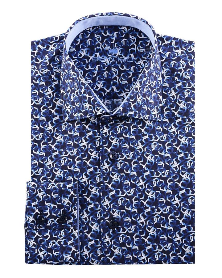 Men's Tone On Tone Hexagon Poplin