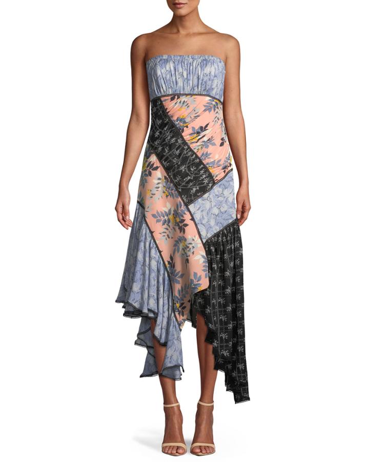 Sabrina Strapless Floral Patchwork Dress