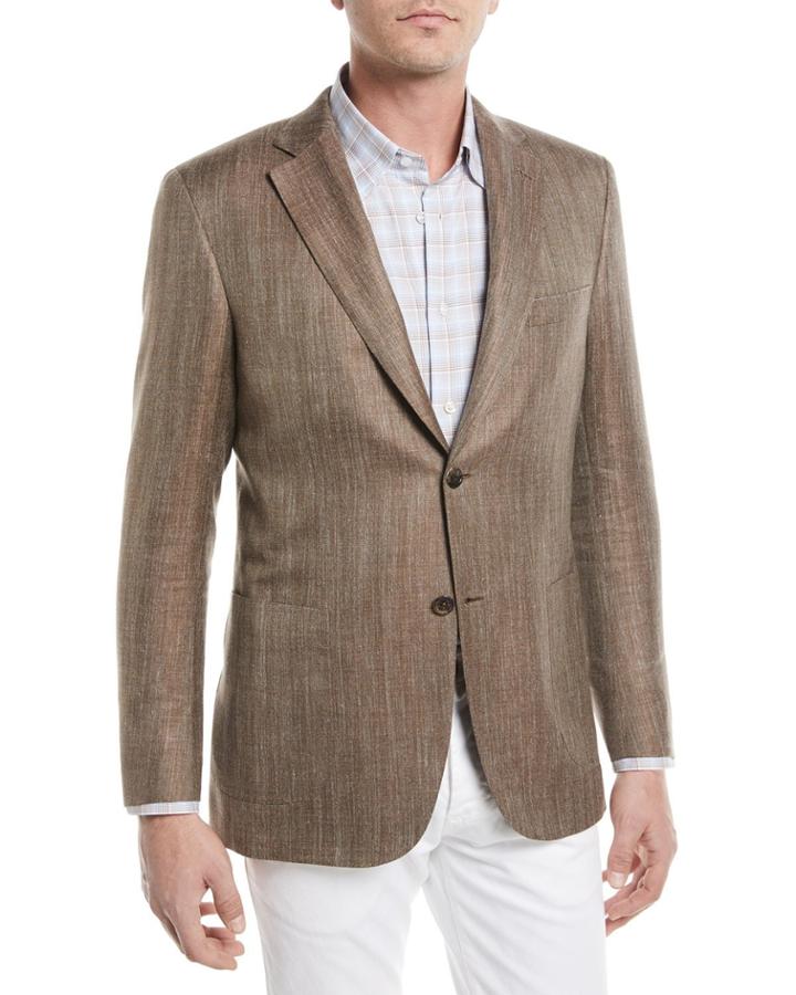 Wool/silk/linen Herringbone Blazer
