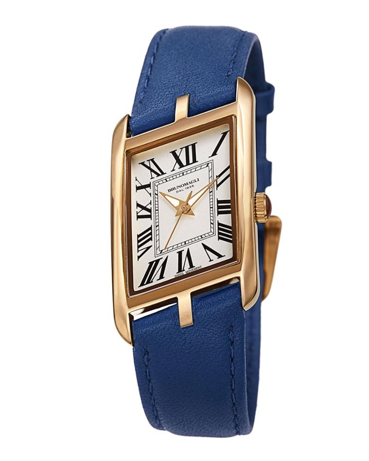 Sofia Asymmetric Watch W/ Leather Strap, Cobalt Blue/gold