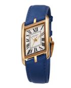 Sofia Asymmetric Watch W/ Leather Strap, Cobalt Blue/gold