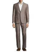 Slim-fit Two-piece Wool-blend Pindot Suit,