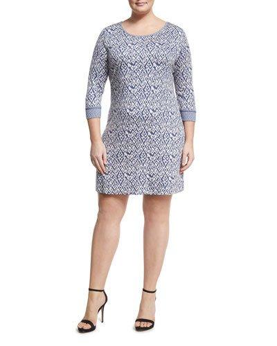 Nessa Geometric-print Shift Dress, Blue Pattern,