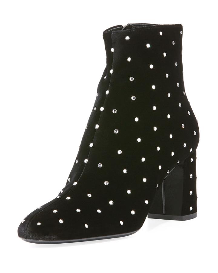 Lou Lou Velvet Crystal-dot Booties