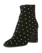 Lou Lou Velvet Crystal-dot Booties
