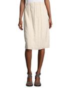 Silk-blend Pleated Knee-length Skirt,