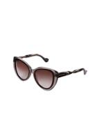 Two-tone Twisted Cat-eye Sunglasses, Gray/roviex