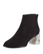 Stella Suede Encrusted-heel Ankle Boots