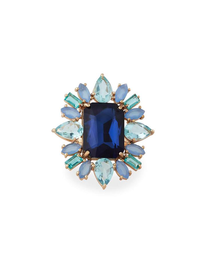 Adjustable Multi-stone Ring, Blue,