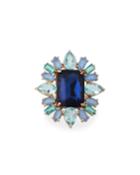 Adjustable Multi-stone Ring, Blue,