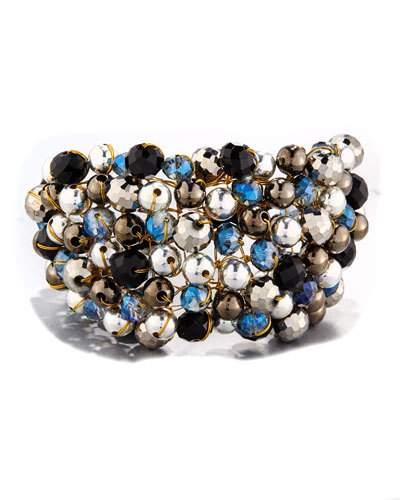 Wire-wrapped Beaded Cuff Bracelet,
