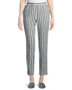 Stretch-linen Stripe Twill Cropped Pant