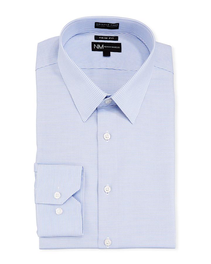 Men's Slim-fit Twill Horizontal Pattern Dress