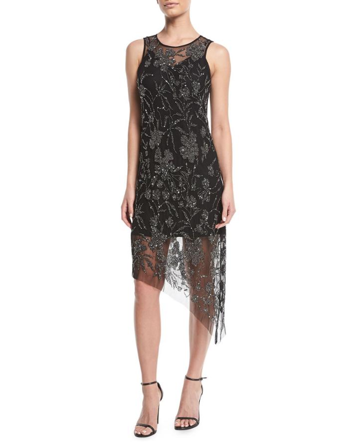 Danica Sleeveless Dress W/ Sparkle Overlay