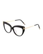 Oversized Cat-eye Acetate/metal Optical Glasses