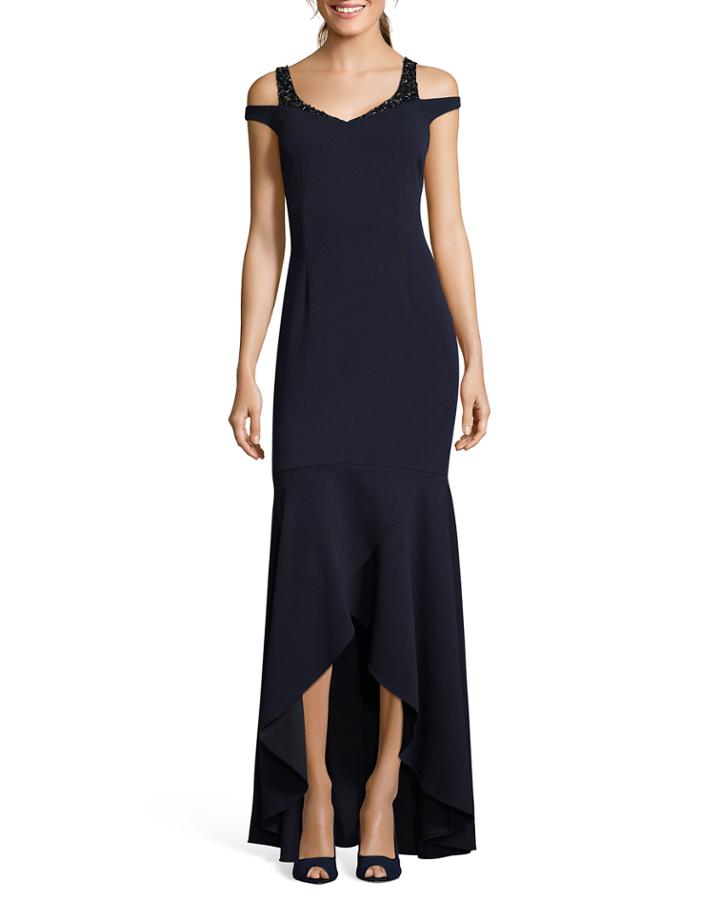 Cold-shoulder High-low Trumpet Gown