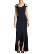 Cold-shoulder High-low Trumpet Gown