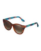 Flattery Cat-eye Sunglasses, Camel/smoke
