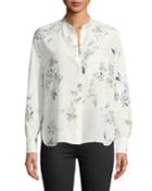 Long-sleeve Floral Pocket Blouse