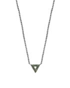 Electric 14k Black Gold Mini Spike Charm Necklace With Green Tsavorite