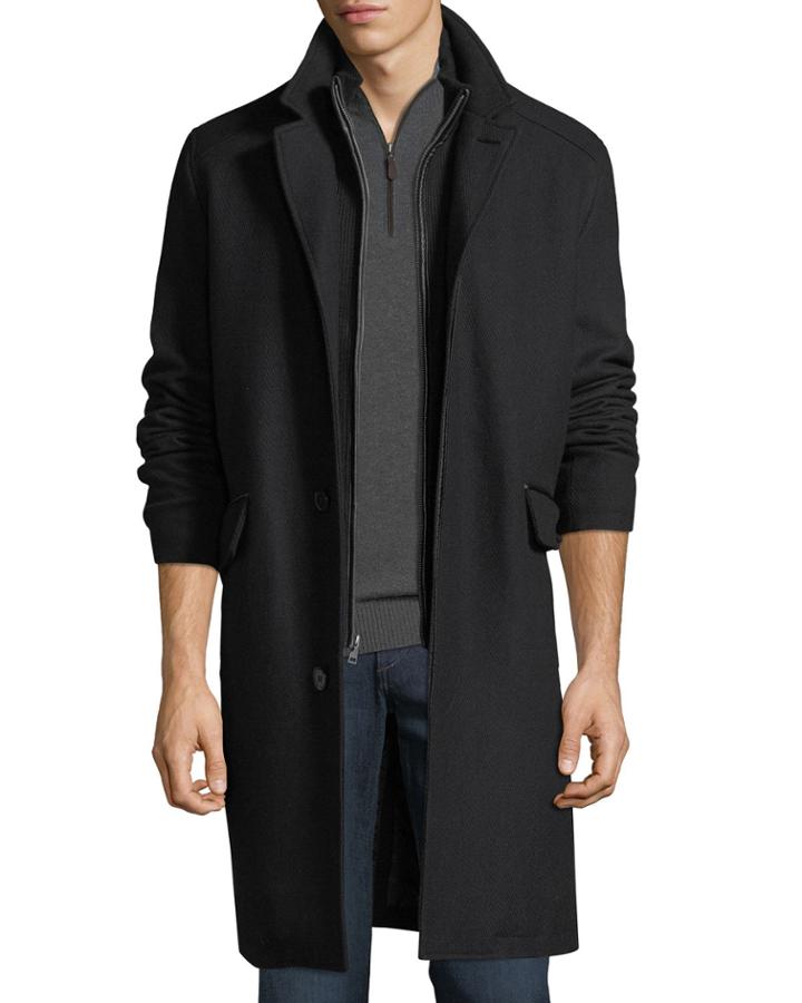 Men's Wool-twill Bibbed Topper Jacket