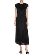 Cap-sleeve Jersey Maxi Dress, Black