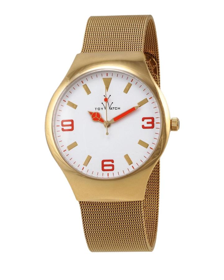 Toywatch Golden Mesh Bracelet Watch, Orange