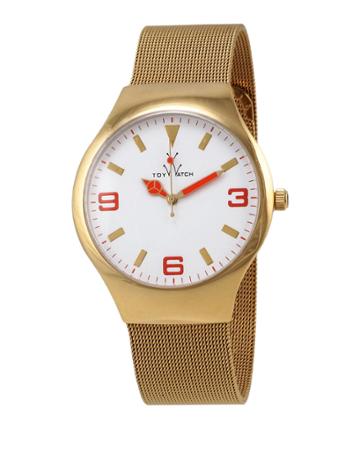 Toywatch Golden Mesh Bracelet Watch, Orange