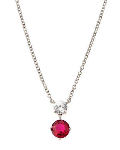 Double-drop Two-tone Cz Pendant Necklace