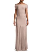 Fitted Evening Gown W/ Pleated