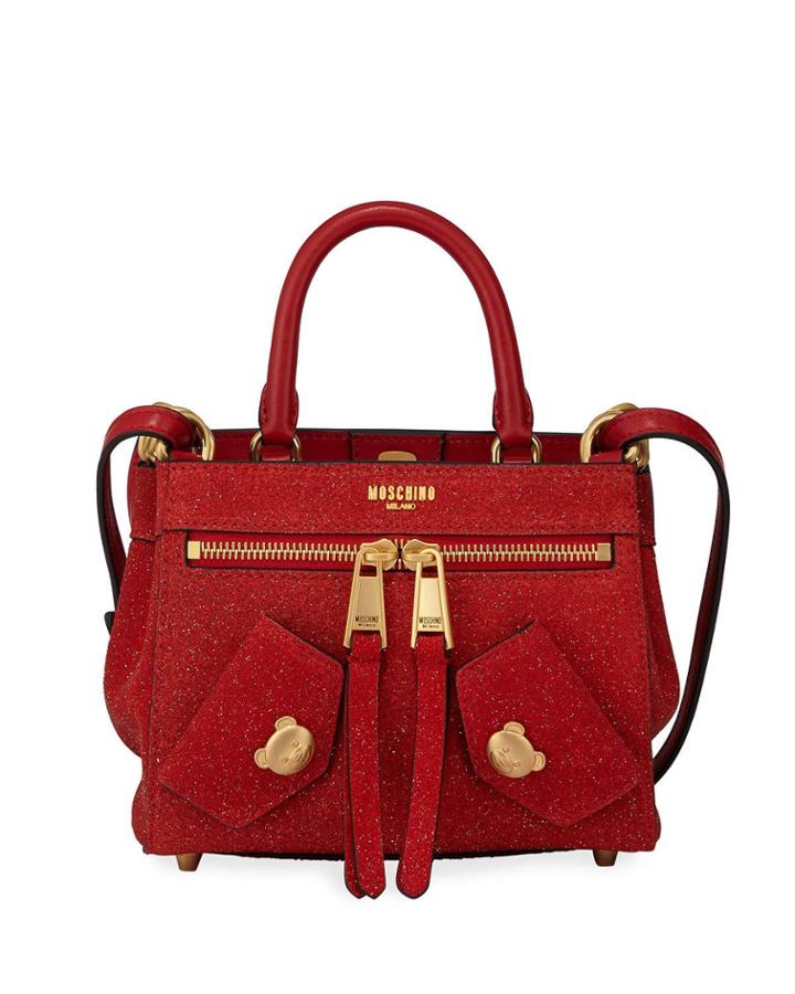 Glittered Leather Small Crossbody Bag