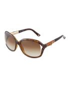 Large Sunglasses With Bamboo Arm, Brown