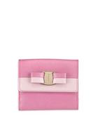 Two-tone Vara-bow Clip Wallet, Pink