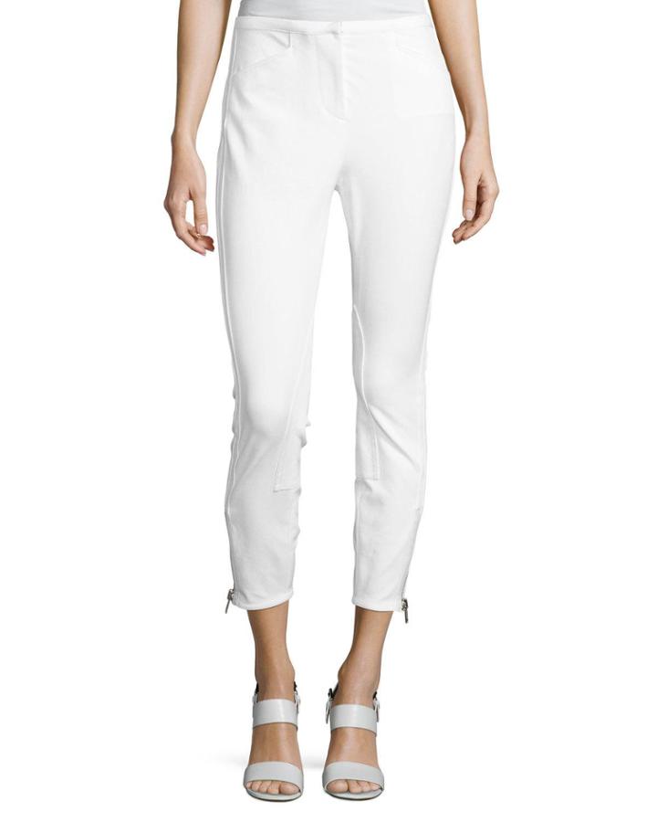 Jodhpur Ankle-zip Leggings, Antique White