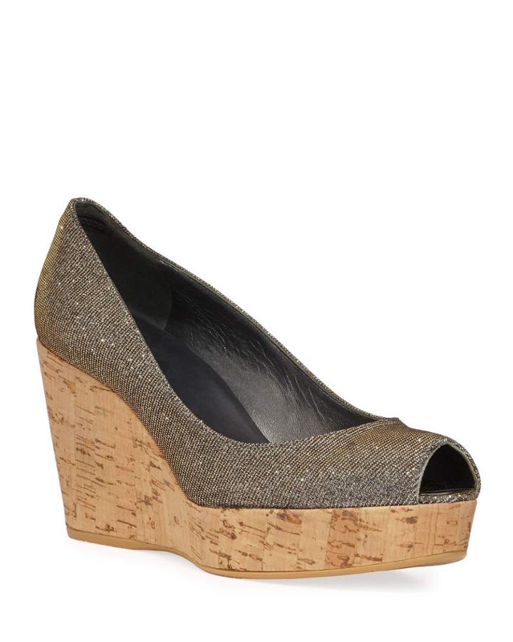 Anna Cork-wedge Peep-toe Pumps